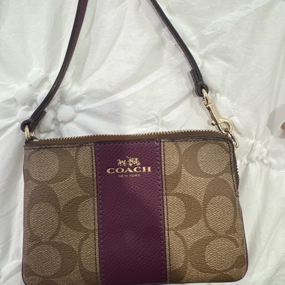 Coach Brown and Purple Crossbody Bag with Signature Design